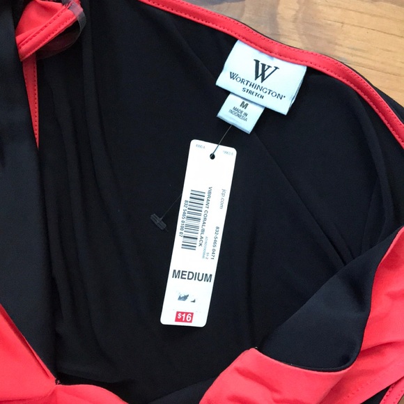 NWT Worthington red/black sleeveless blouse - Picture 5 of 6